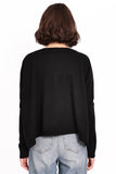 Minnie Rose Long Sleeve Crop Crew, Black-Minnie Rose