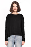 Minnie Rose Long Sleeve Crop Crew, Black-Minnie Rose