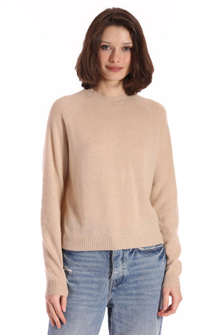 Cashmere Shrunken Crew, Brown Sugar-Minnie Rose
