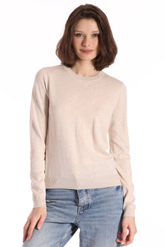 Cotton Long Sleeve Crew, Brown Sugar-Minnie Rose