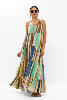Oliphant Long Tiered Tassel Dress-Zanzibar Multi-Oliphant Design