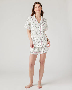 Shorts Pajama Set, Birdie Green-Katie Kime