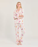 Bluebird Day Long Sleeve Pajama Pants Set- Orange/ Pink-Katie Kime