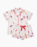 Bluebird Day Pajama Shorts Set- Orange/ Pink-Katie Kime