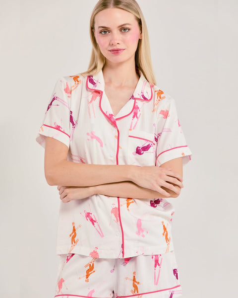 Bluebird Day Pajama Shorts Set- Orange/ Pink-Katie Kime
