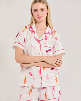 Bluebird Day Pajama Shorts Set- Orange/ Pink-Katie Kime