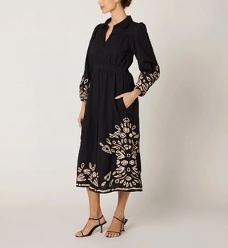 Cleobella Elyse Midi Dress, Black/Ivory-Cleobella