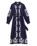 Ophelia Dress, Navy Prairie Floral Applique