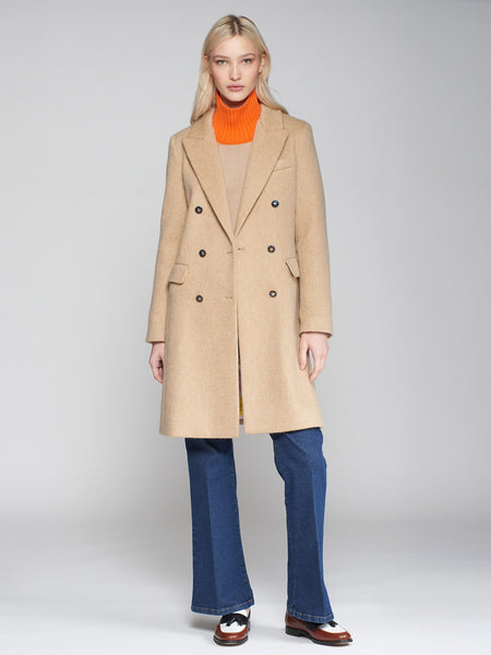 Vilagallo Wool Mohair Coat, Camel-Vilagallo