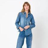 Lightweight Denim Shirt, True Denim-Kerri Rosenthal