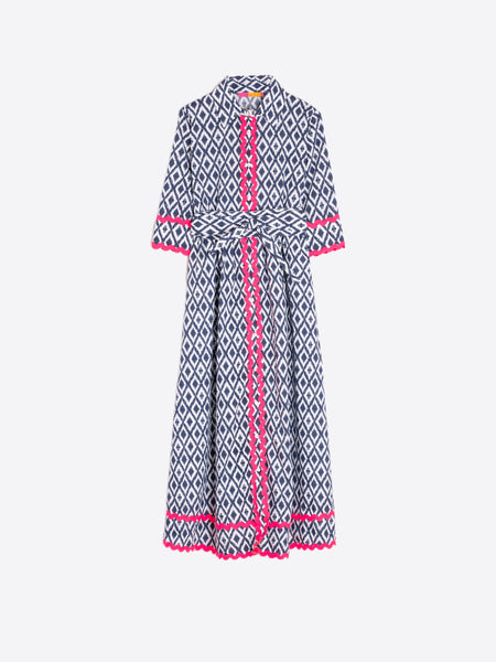 Vilagallo Brenda Dress, Ikat Navy-Vilagallo