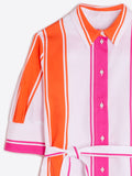Hester Dress, Pink Orange Stripe-Vilagallo