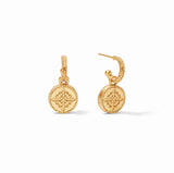 JV Fleur-de-Lis Hoop and Charm Earring, Iridescent Emerald Green-Julie Vos