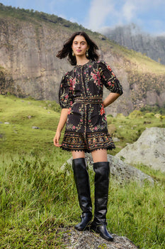 FARM Rio Belle Garden Mini Dress, Black-Farm Rio