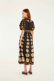 FARM Rio Embroidered Flowers Midi Dress, Black-Farm Rio