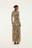 FARM Rio Winter Tapestry Long Sleeve Maxi, Blue-Farm Rio