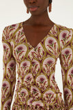 Garden Medal Jersey Long Sleeve Blouse, Multicolor