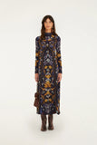 Golden Nature Maxi Slip Dress, Navy Blue