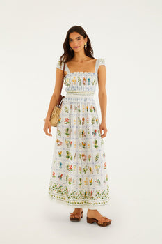 Tropical Porcelain Maxi Dress, Off-White-Farm Rio