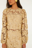 Embroidery Long Sleeve Blouse, Sand