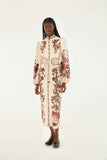 FARM Rio Renata Floral Long Sleeve Midi Dress, Sand-Farm Rio