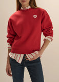 The Favorite Daughter Heart Sweatshirt, Cherry/White-Favorite Daughter