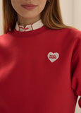 The Favorite Daughter Heart Sweatshirt, Cherry/White-Favorite Daughter