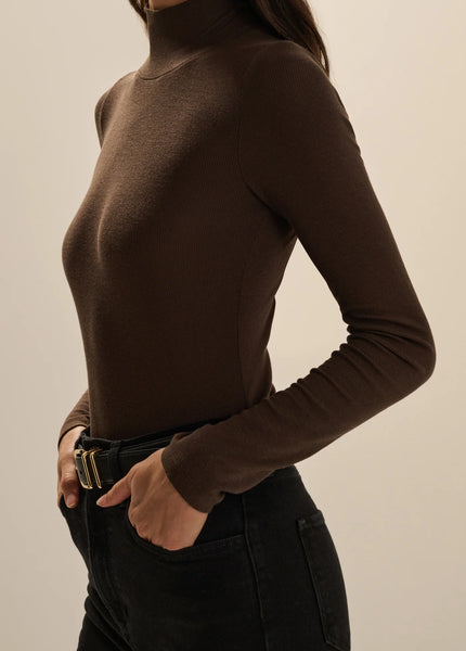 The Ribbed Turtleneck, Espresso-Favorite Daughter