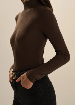 The Ribbed Turtleneck, Espresso-Favorite Daughter
