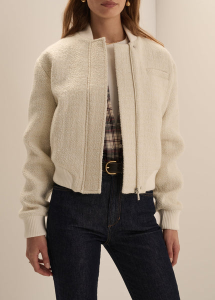 The Boucle Studio Bomber, Ivory-Favorite Daughter