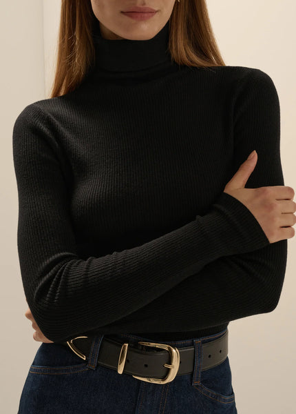 Amelia Long Sleeve Top, Black-Favorite Daughter