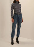 Amelia Long Sleeve Top, Cobalt Mini Stripe