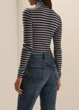 Amelia Long Sleeve Top, Cobalt Mini Stripe