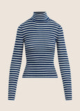Amelia Long Sleeve Top, Cobalt Mini Stripe