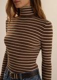 Amelia Long Sleeve Top, Toffee Mini Stripe