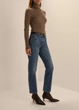 Amelia Long Sleeve Top, Toffee Mini Stripe