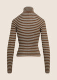 Amelia Long Sleeve Top, Toffee Mini Stripe