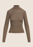 Amelia Long Sleeve Top, Toffee Mini Stripe