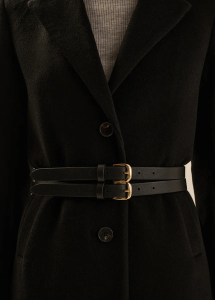 The Double Take Belt, Black/Polished Gold