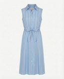 Sleeveless Midi Dress Light Blue/Taupe-The Shirt - Rochelle Behrens