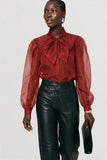 The French Bow Shirt, Burgundy-The Shirt - Rochelle Behrens