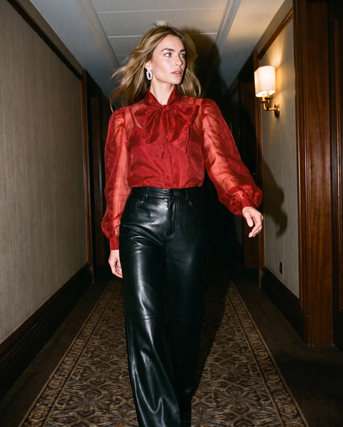 The French Bow Shirt, Burgundy-The Shirt - Rochelle Behrens