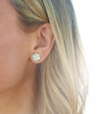 ASHA Clementine Stud Earring, Mother of Pearl/ Pave