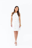 STS Button Front Sleeveless Shift Dress, White-Sail to Sable