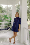 STS Button Front Shirt Dress, Navy-Sail to Sable