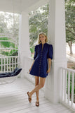 STS Button Front Shirt Dress, Navy-Sail to Sable