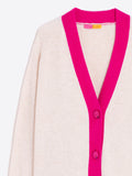 Vilagallo Wool Cashmere Cardigan, Ecru Neon Pink-Vilagallo