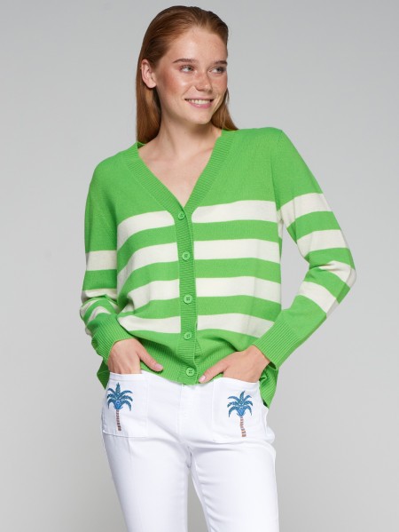 Vilagallo Striped Cardigan, Green-Vilagallo