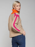 Vilagallo Jax Turtleneck Sweater, Beige Orange Neon Pink-Vilagallo