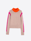 Vilagallo Jax Turtleneck Sweater, Beige Orange Neon Pink-Vilagallo